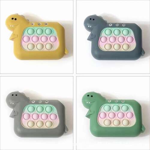Pop It Whack A Mole Flippy Dinosaur interaktív játék, sárga, zöld, szürke és kék színben