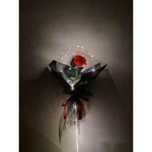Flippy piros rózsa átlátszó LED léggömb lámpában, romantikus ajándék ötlet - Ajándék ötlet Valentin-napra