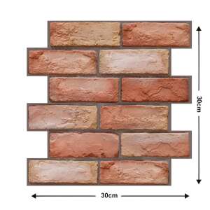 10 pachete de autocolante pentru perete cu model de cărămidă 3D, 30x30cm, maro - Panele & Autocolante de perete
