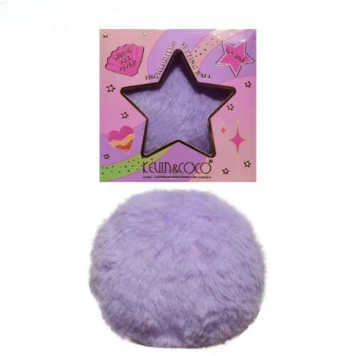 Kiemelő/púderes applikátor, bolyhos szivacsos, Kevin & Coco, 9,6 x 9,6 x 7,2 cm, lila 110444371