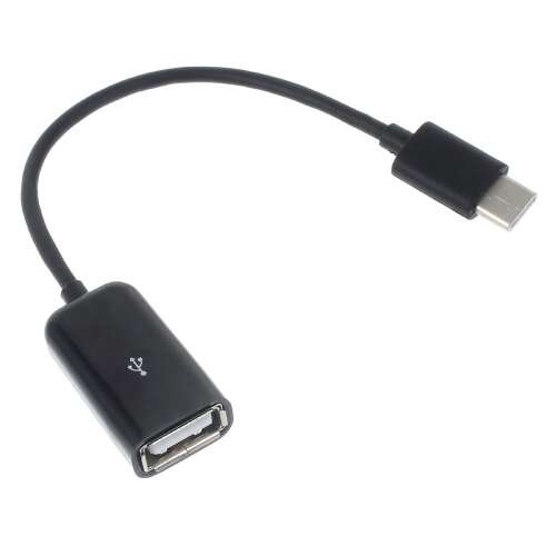 OTG USB 3.1 kábel, USB Type-C - USB A, 18cm, fekete