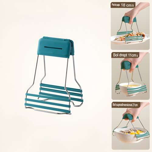 Clema pentru Boluri Flippy, Anti-Alunecare, din Silicon, culoare verde teal, exemple de utilizare cu boluri de diferite dimensiuni