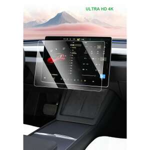 2 db biztonsági üvegfólia készlet, KeepHome, kompatibilis a Tesla Model 3-mal / Tesla Model Y-vel, elülső és hátsó képernyő, Blue-Ray elleni védelem, 4K Ultra HD, ujjlenyomat-mentes, 2,5D, át