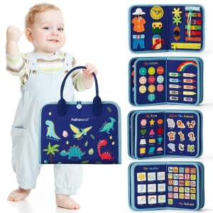 HahaLand Монтесори заета книга с динозаври - Образователна играчка за малки деца, Колаж - Flippy