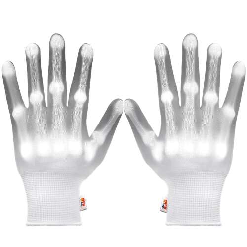 LED-Handschuhe für Erwachsene, Linomag®, 3 Beleuchtungsmodi, Röntgeneffekt, Weiß