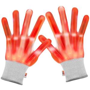 Mănuși LED pentru adulți Linomag®, roșii, efect de raze X, 3 moduri de iluminare - Accesorii pentru îmbrăcăminte