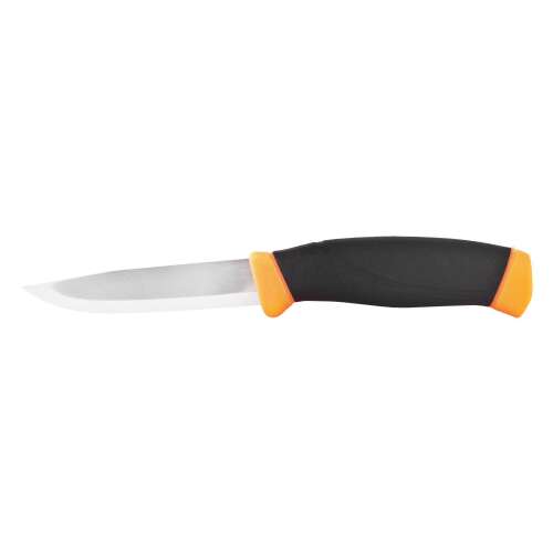 Morakniv Companion rozsdamentes acél kés, sokoldalú és tartós kés fekete és narancssárga markolattal - Zsebkés és bicska
