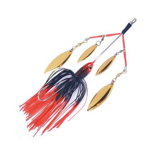 Spinnerbait cu 4 pale rotative, FishEdge, pentru stiuca, somn, etc. lungime 15 cm, 23 grame, rosu 110480324