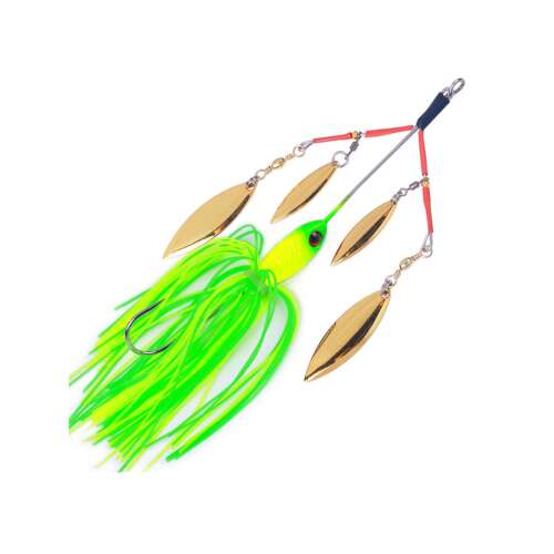 Spinnerbait cu 4 pale rotative, FishEdge, pentru stiuca, somn, etc. lungime 15 cm, 23 grame, verde 110480331