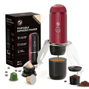 2 in 1 Utazó kávéfőző darált kávéhoz és nespresso kapszulához VÍZMELEGÍTÉSSEL PIROS 110487247