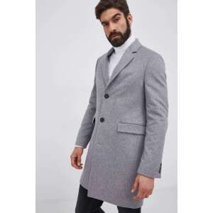 Męski szary płaszcz wełniany Tommy Hilfiger MW0MW19678 - Widok z przodu - Tommy Hilfiger