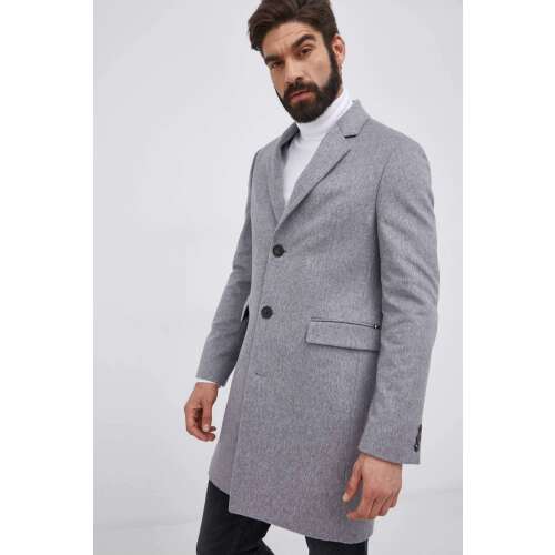 Męski szary płaszcz wełniany Tommy Hilfiger MW0MW19678 - Widok z przodu