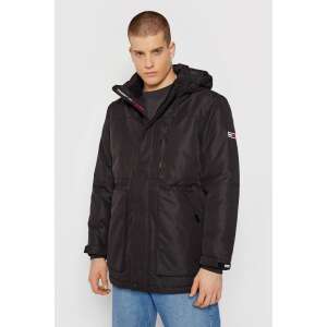 Tommy Jeans Tech dzseki DM0DM11180, fekete, férfi téli dzseki, kapucnival, szigetelt, XL méret - Tommy Jeans