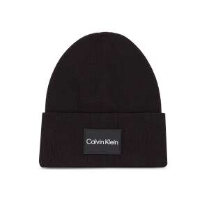 Čiapka Calvin Klein Fine Cotton Rib Beanie, čierna, pánska zimná čiapka - Calvin Klein