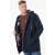 Guess Herren-Wendejacke, dunkelblau, sichtbares Camouflage-Futter, Kapuze, Winterjacke