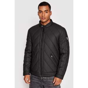 Schwarze Guess Steppjacke für Herren mit Stehkragen, Reißverschluss und Seitentaschen - Mode & Kleidung