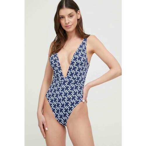 Tommy Hilfiger, Monogram One Piece fürdőruha, fehér, sötétkék, S