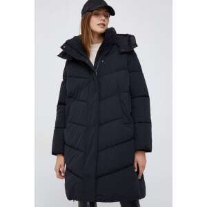 Jachetă pufoasă Calvin Klein K20K204690 pentru femei, neagră, lungă, cu glugă, design matlasat - Îmbrăcăminte pentru femei