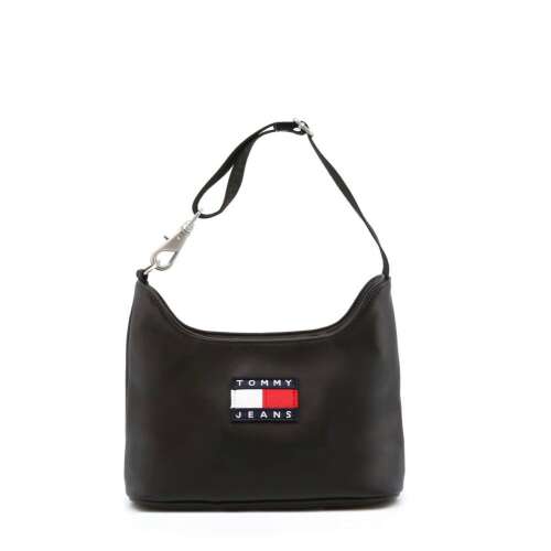 Tommy Jeans Heritage Schultertasche AW0AW12557, schwarze Damenhandtasche, 23 x 19 x 10 cm