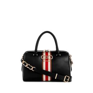 Guess Nelka Satchel schwarze Handtasche mit rot-weißem Streifen-Detail - Handtaschen