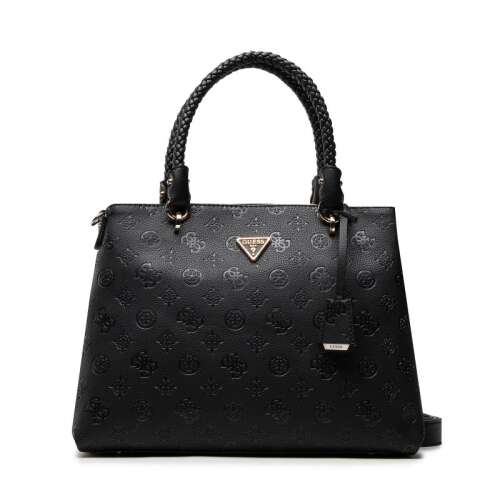 Guess Helaina Society Carryall HWPG84 03100 schwarze Tote Bag mit geflochtenen Henkeln