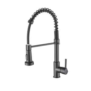 Saharina matt fekete konyhai csaptelep kihúzható zuhanyrózsával, 2 funkció, kerámia patron - Nonbrand Csaptelep