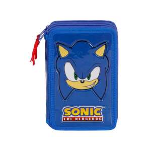 Sonic the Hedgehog 3-Fach-Federmäppchen, blau, mit Sonic-Gesicht - Sonic