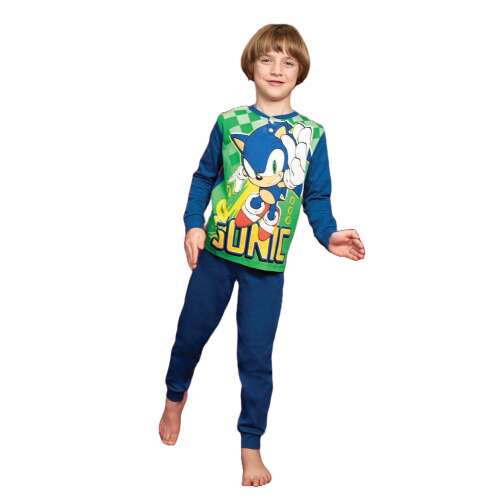 Pijamale pentru copii Sonic the Hedgehog, mâneci lungi, set pijamale albastre pentru băieți, mărimi 98-104 cm (3-4 ani)