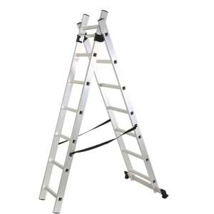 Scară din aluminiu ROTOR KME207 - multifuncțională, 2x7 trepte, robustă și versatilă pentru diferite înălțimi. Ideală pentru întreținerea casei, renovări și lucrări de construcții. - Scară și suport