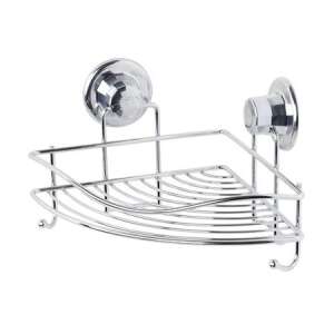 Króm Sarokpolc Tapadókoronggal - Fürdőszoba - 21x21x15 cm