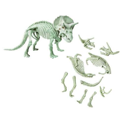 Triceratops dinoszaurusz csontváz, foszforeszkáló, összeszerelve - Tudományos és felfedező játék