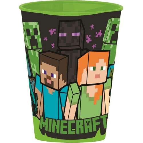 Minecraft plastic cup, 260 ml, featuring Steve, Alex, Creeper, and Enderman characters