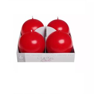 Piros Adventi Gömb Gyertyák, 4 darabos csomag, 6 cm - Ünnepi Dekoráció - Bartek Candles