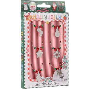 Holly Jolly Karácsonyi Pohárjelölők 6db-os ajándék szett dobozban - Nonbrand Karácsonyi dekoráció