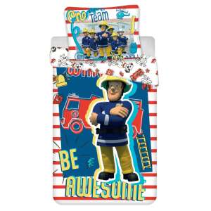 Set de lenjerie de pat Fireman Sam, husă de plapumă 140x200cm și husă de pernă 70x90cm, cu Fireman Sam și echipa sa - Lenjerie de pat - tineri și adulți
