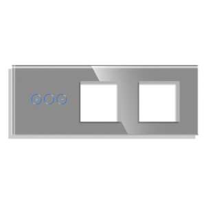 LUXION Fényerőszabályzós Dimmer + Dupla Konnektor Üveg Érintőkapcsoló Panel