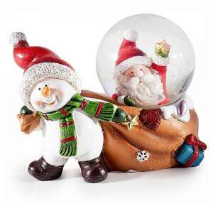 Karácsonyi hógömb - hóember puttonnyal - 9,5x4,5x7 cm 110528619 - Hógömb