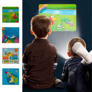 Különböző projektor diapozitívek és gyerekek a zseblámpát projektorral használják - Nonbrand Interaktív gyerek játék