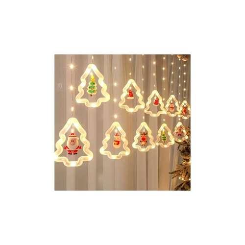 Ghirlandă luminoasă de Crăciun cu 110 LED-uri, 3 metri, lumină alb cald, 8 programe: Întregul șir de lumini de Crăciun de 3 metri cu diverse figurine