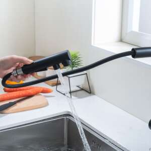 Austler FH-3370EE-P mosogató csaptelep - kihúzható multifunkciós fej - (fekete)