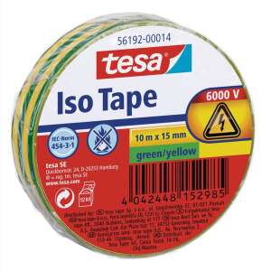 Tesa Iso Tape 6000V bandă izolatoare verde/galben, 10m x 15mm - Accesorii de birou