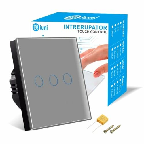 iUni 3-fach Touch Lichtschalter mit Verpackung und Zubehör