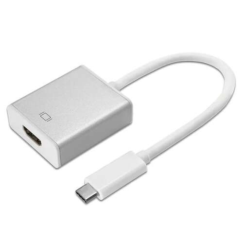 Maclean MCTV-841 USB-C HDMI adapter, 4K 30Hz, ezüst, kiváló minőségű USB-C HDMI átalakító laptopok, táblagépek és számítógépek monitorokhoz, tévékhez és projektorokhoz való csatlakoztatásához.