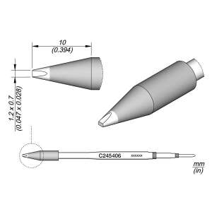 JBC Tools C245406 forrasztóhegy, véső forma, egyenes 1.2 x 0.7 mm, hossza 10 mm (C245406)