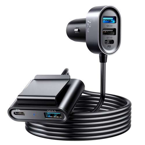 Joyroom JR-CL05 75W car charger with 2 Type-C and 3 USB ports, black