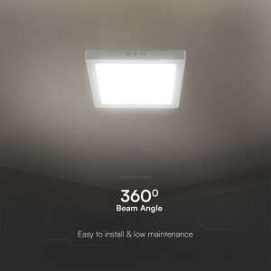 V-TAC PRO 24W felületre szerelhető, szögletes LED panel, meleg fehér fény, 360° sugárzási szög, egyszerű szerelés - V-TAC