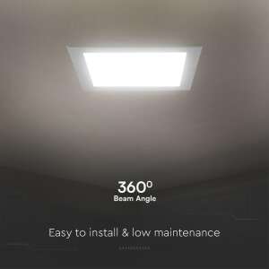 V-TAC PRO 18W süllyesztett négyszögletes LED panel, 360° sugárzási szög, egyszerű telepítés - LED panel