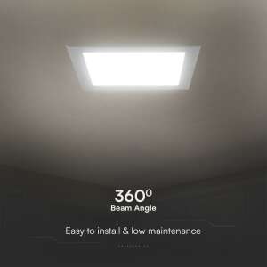 V-TAC PRO 24W Süllyesztett Négyzetes LED Panel, Hideg Fehér, 360° Sugárzási Szög, Könnyű Szerelés - V-TAC