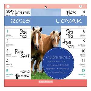 Falinaptár mágneses LIZZY CARD 220x220mm 2 hetes Lovak 2025. 110581298 - Irodai kiegészítő