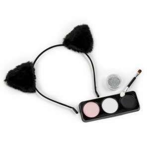 Arcfesték, tégelyes, 6 db-os, csillámporral, cicás hajráffal, Kidea 110614348 - Arcfesték